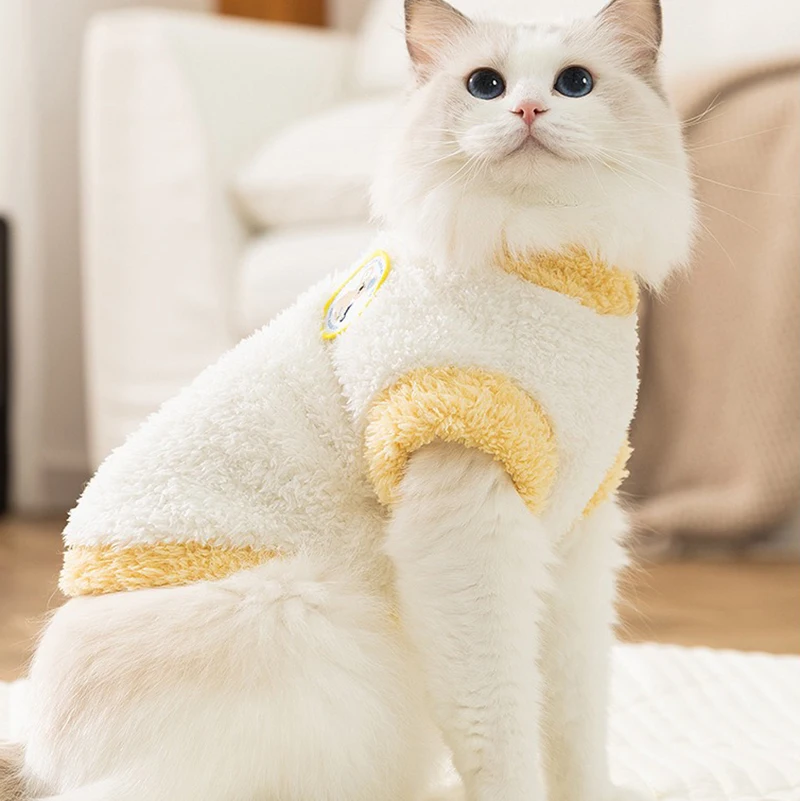 

Pet Cartoon Patchwork Embroidered Vest Teddy Warm Clothing Cute Schnauzer Two-legged Fleece Jacket Dog Products
