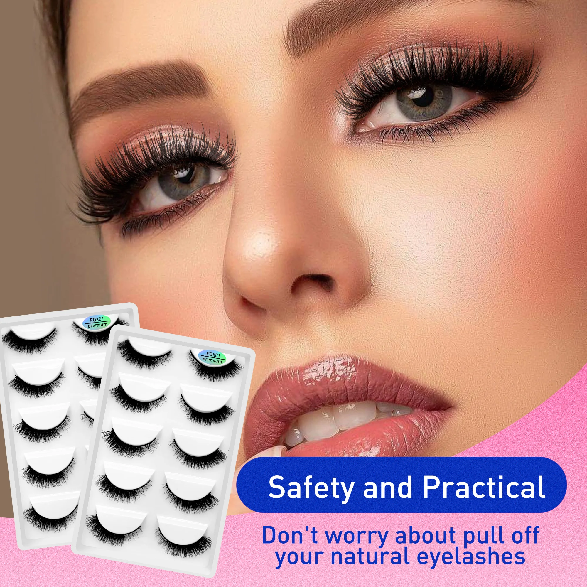 رموش المنك المتوسطة الرموش الصناعية طويلة 5 زوج/حزمة ثلاثية الأبعاد مجعد سميكة رموش بالمنك بالجملة نظرة طبيعية مثل لاش تمديد #6