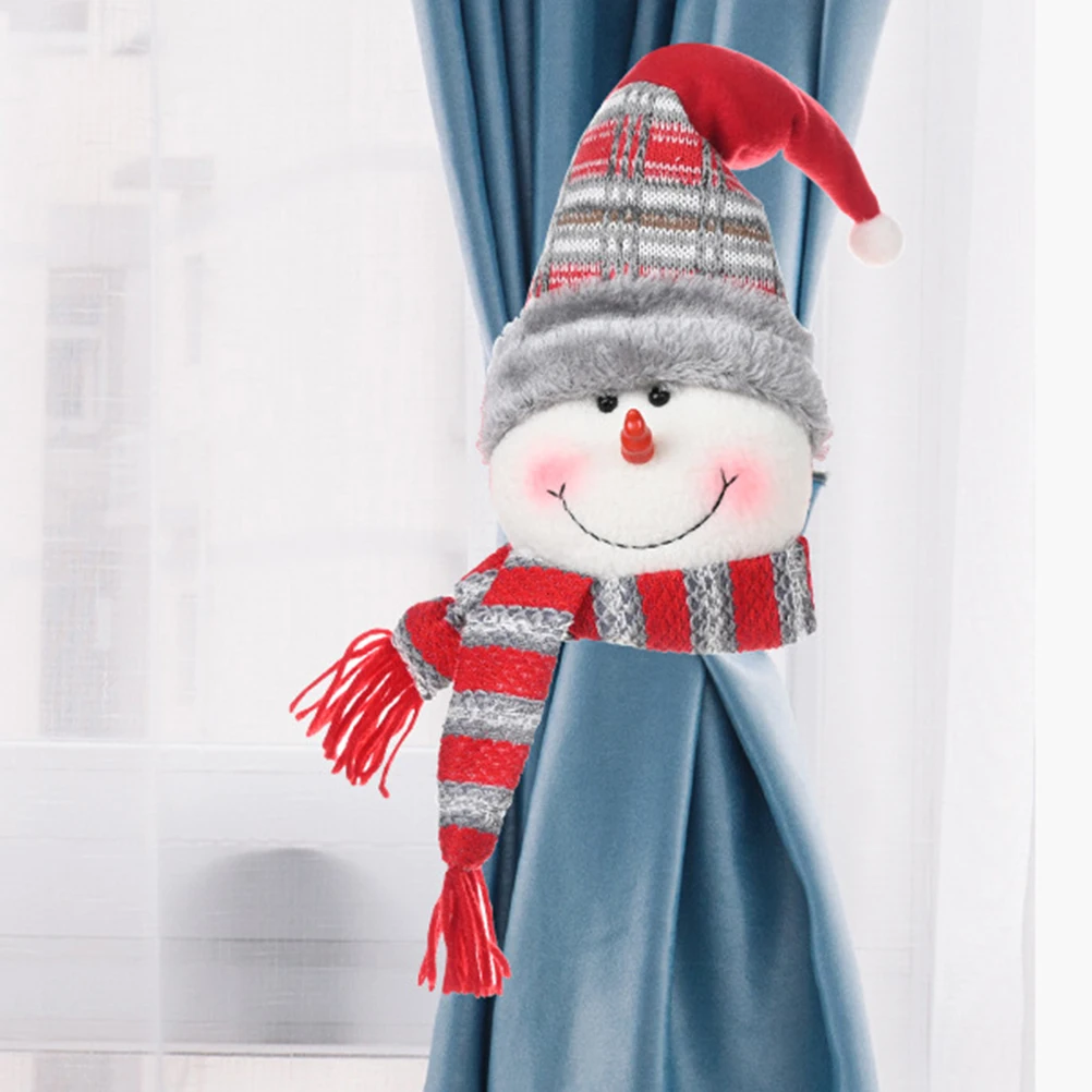 

2 Pcs Curtain Buckle Christmas Winter Party Decorations Window Cling Cartoon