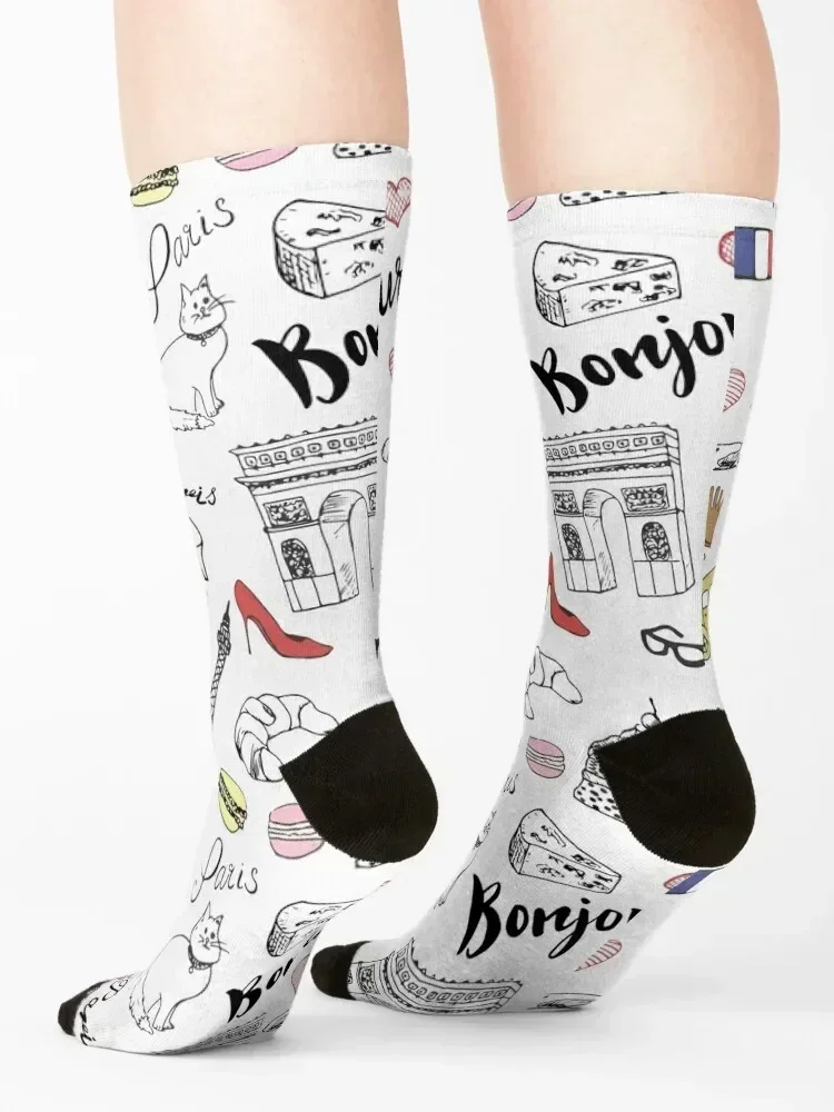 جوارب برج ايفل جورب مضحك لكرة السلة مجنون أحذية المشي لمسافات طويلة الجوارب النسائية والرجال