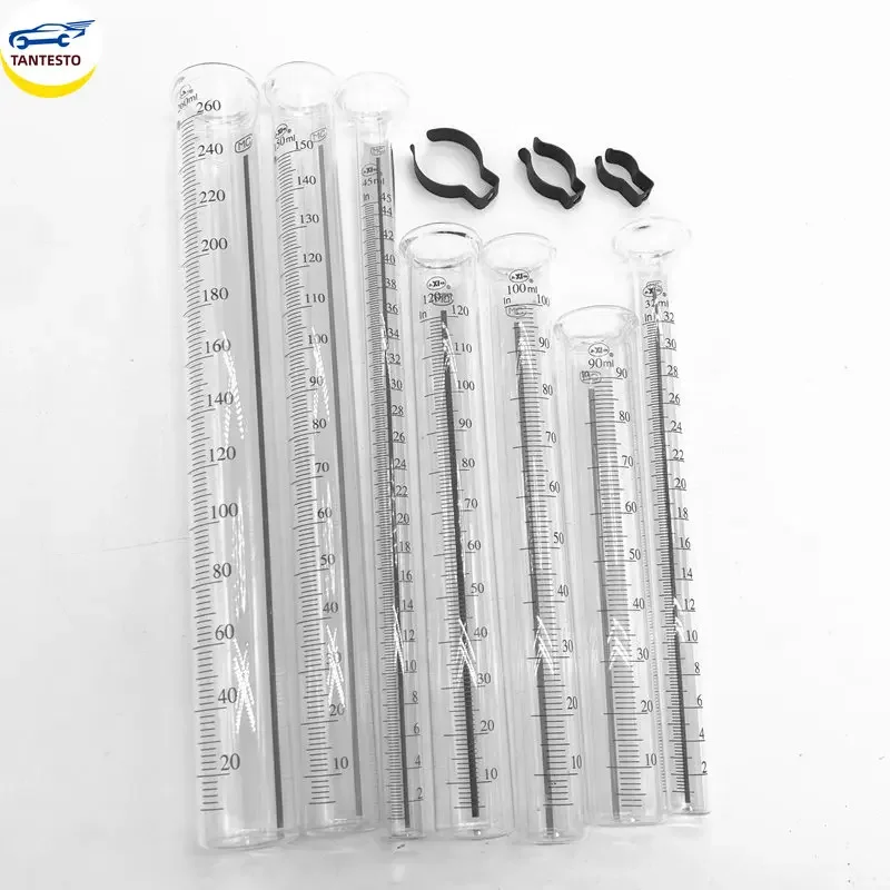 Kostenloser Versand Glasrohr Zylinder Durchfluss messer Messung für Diesel prüfstand 1 Stück 32ml 45ml 90ml 120ml 150ml 260ml ml