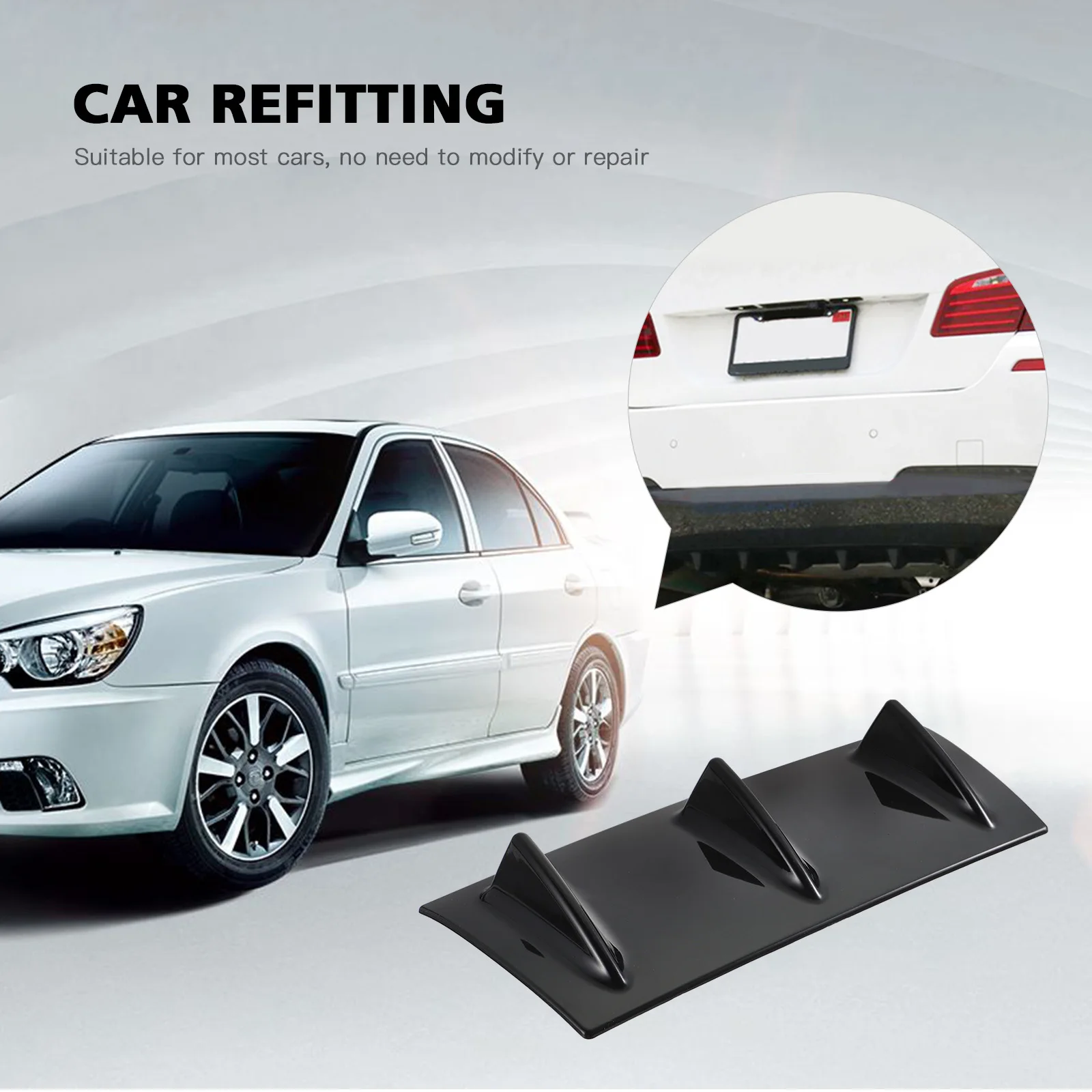 

Car Rear Bumper Diffuser Spoiler Durable Abs Plastic Universal Fit Most Vehicles Noise Reduction Stable Driving Rear