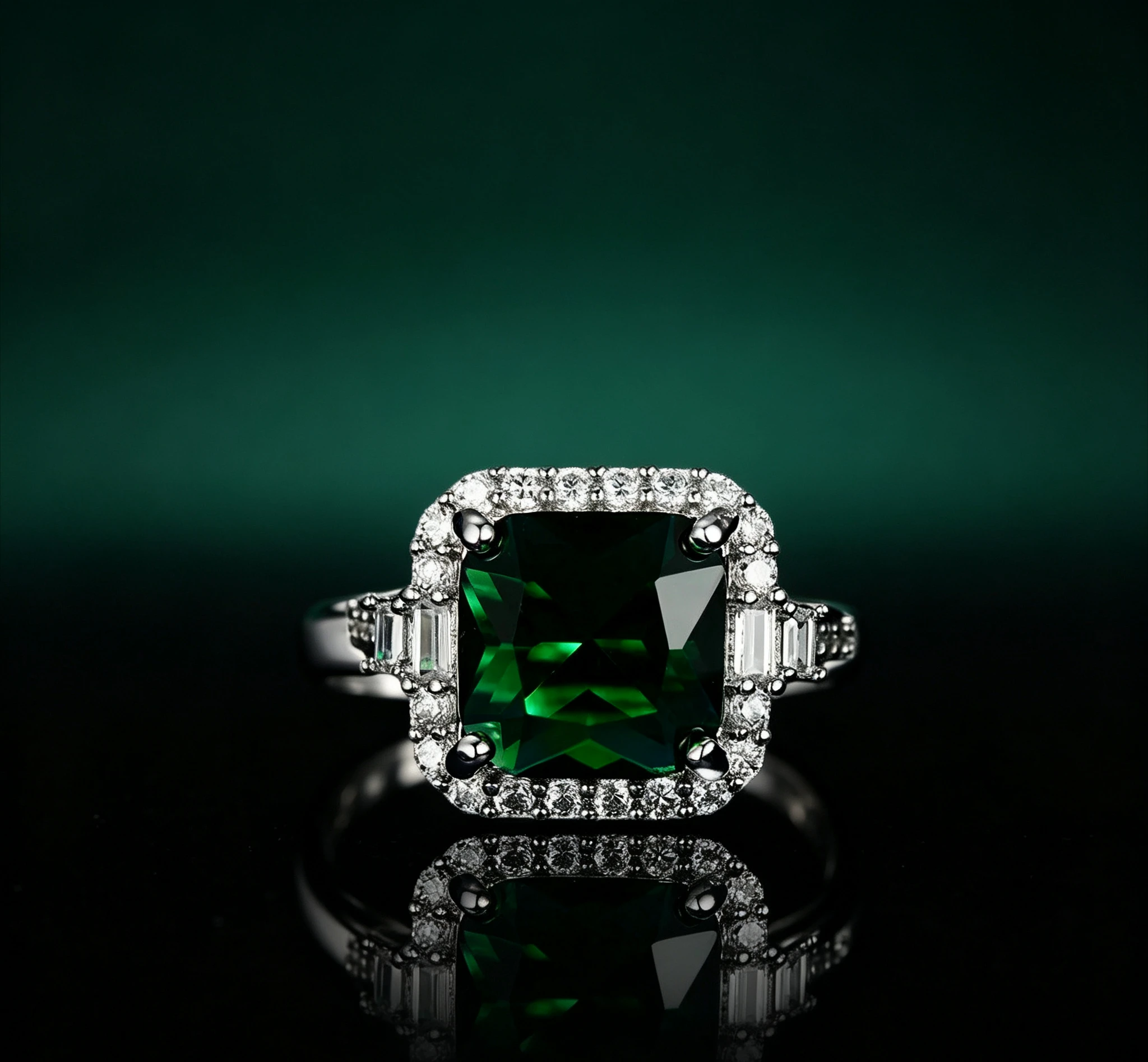 PT950 New High-End Square Open Ring for Women
