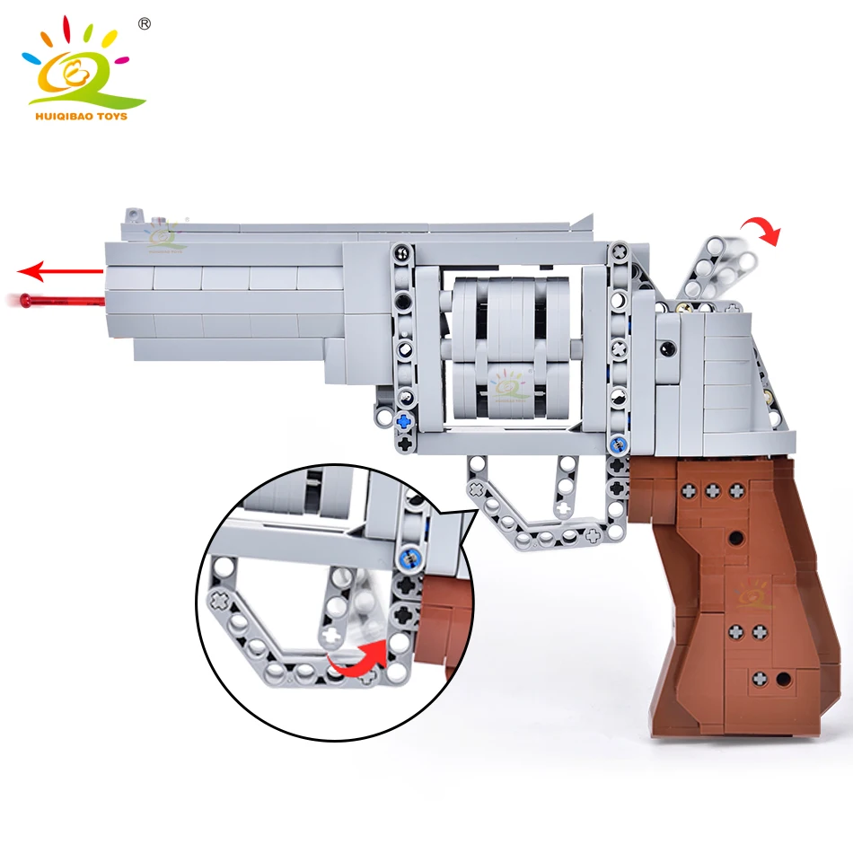 HUIQIBAO broń Desert Eagle rewolwer Model pistolet plastikowy pistolet zestaw klocków gry cegły wojskowe zabawki dla dzieci chłopiec