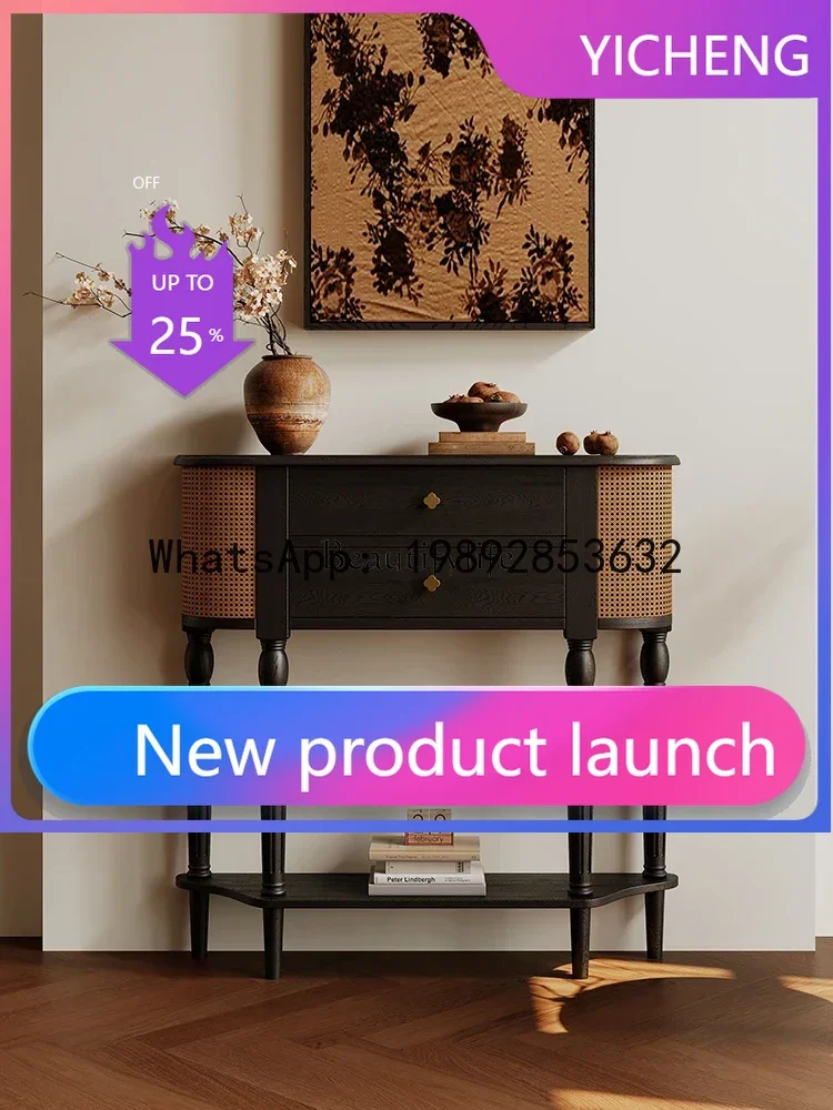 

QQ French retro solid wood decorative cabinet simple American ash wood arc storage cabinet