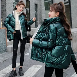 Chaqueta de plumón brillante para mujer, abrigos gruesos y cálidos, Parka para mujer, prendas de vestir exteriores holgadas, ropa de calle acolchada 2024