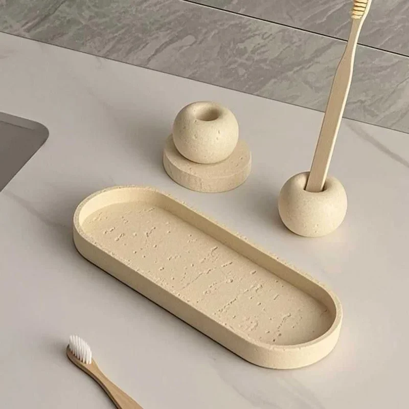 Stone Tray Storage Decoration Home Key Glasses Remote Control Items Tray Bathroom Washbasin Toiletries Storage Plate Ornaments