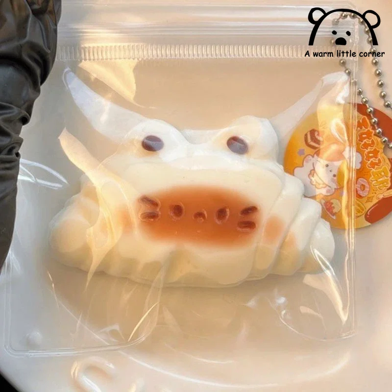Generic Caramel Cat Croissant Squishy Toy Simulated Silicone Soft Stress Relief Anxiety Relieverfor Adult Backpack Hanger Decor