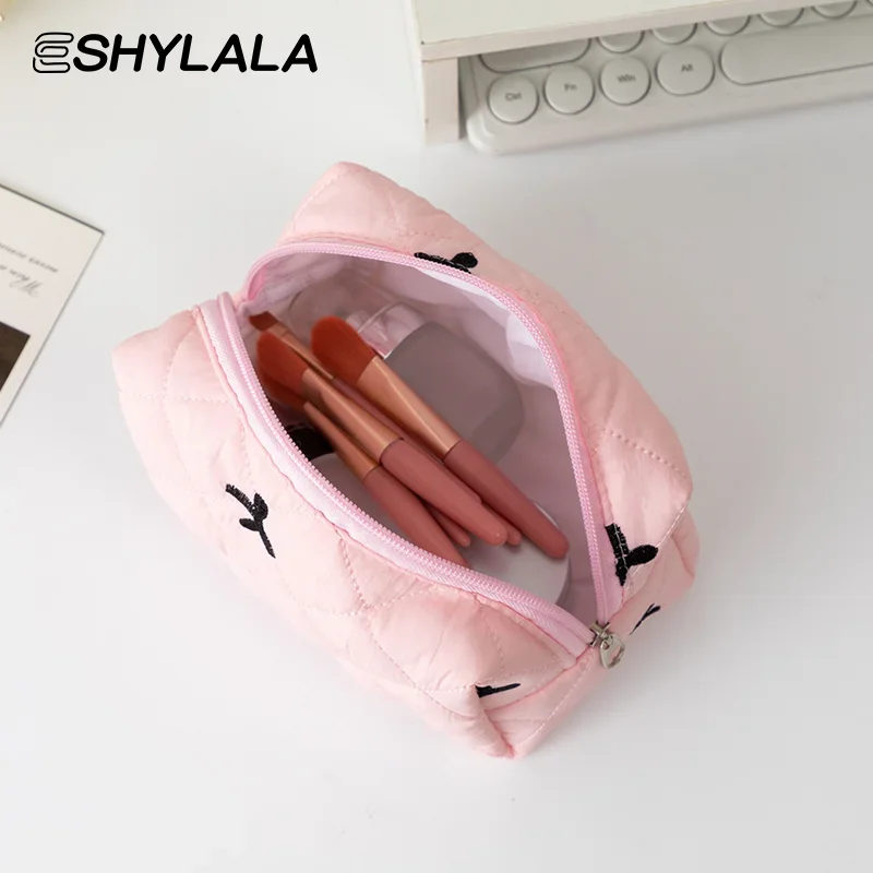 Cute Bow Tie Makeup Bag Aesthetic Makeup Organizer Travel Toiletry Pouch Portable Makeup Storage For Women