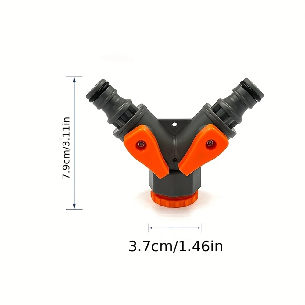 1 Garden Plastic Hose Connector with Switch, Y-Shaped Three-Way Adapter, Suitable for Garden Faucet Accessories