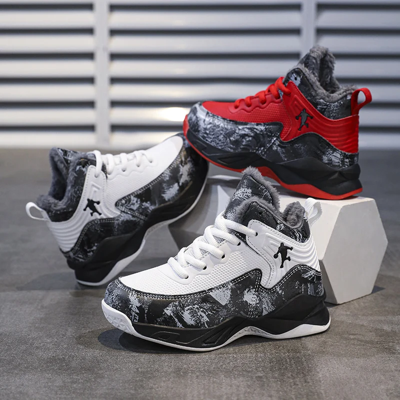 

Children's Sports Shoes for All Seasons Thick-soled Height-increasing Color-blocking Brand Large-sized Rebound Basketball Shoes