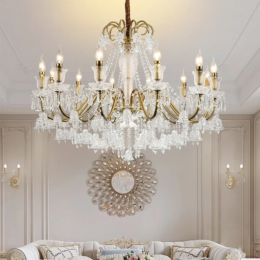 SEAN French Crystal Pendent Lamp European Luxury  Living Room Restaurant Bedroom Villa Hotel Duplex Staircase LED Chandelier