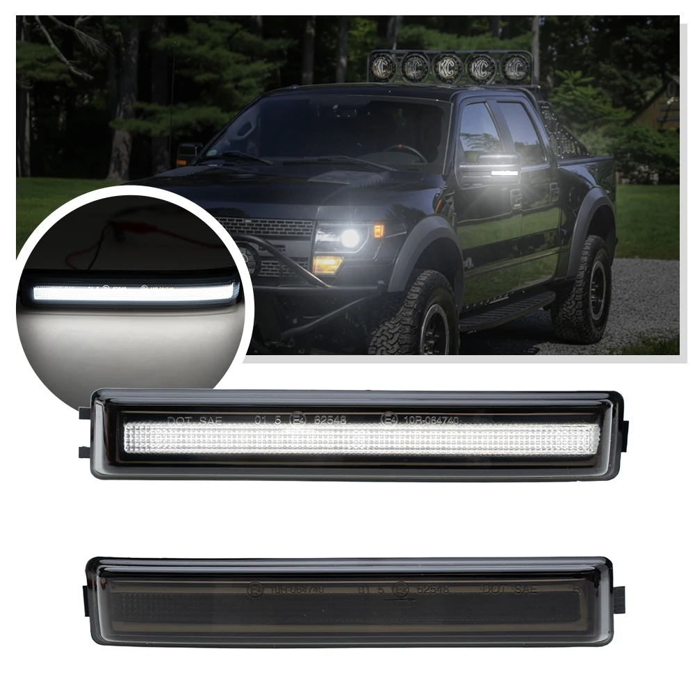 

For 2009 2010 2011-2014 Ford F-150 Raptor Lincoln Mark LT white LED Front Side Mirror Marker Lights Turn Signal Light Blinker