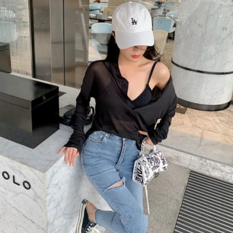 

Hole Jeans Women Denim Summer Fashion Stretchy High Waist Skinny Korean Style Student Ankle Length Streetwear Pencil Trousers