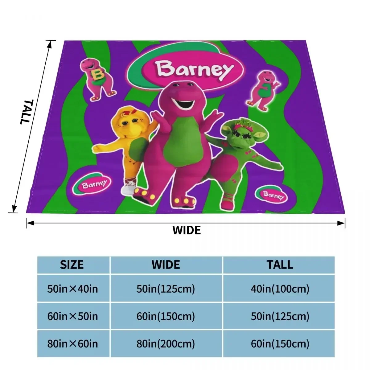 Barney Friends Dinosaur Coral Fleece Plush Throw Blanket Dinosaurs Cartoon Blankets for Bedding Couch Lightweight Thin Bedspread