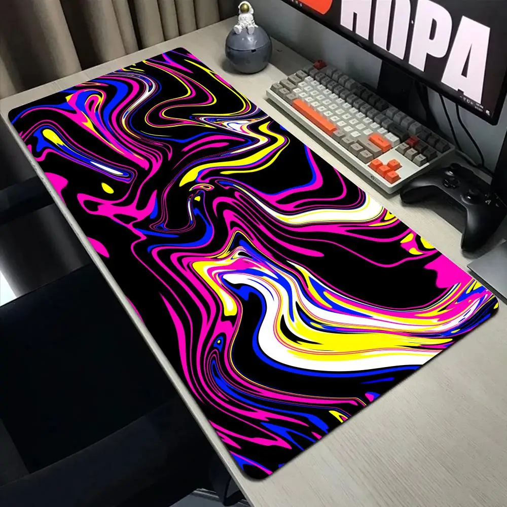 Abstract Art Mouse Pad XXL Gaming Accessories Office Gamer Keyboard Strata Liquid Desk Mat Non-Slip Laptop Pink Swirls Mousepad