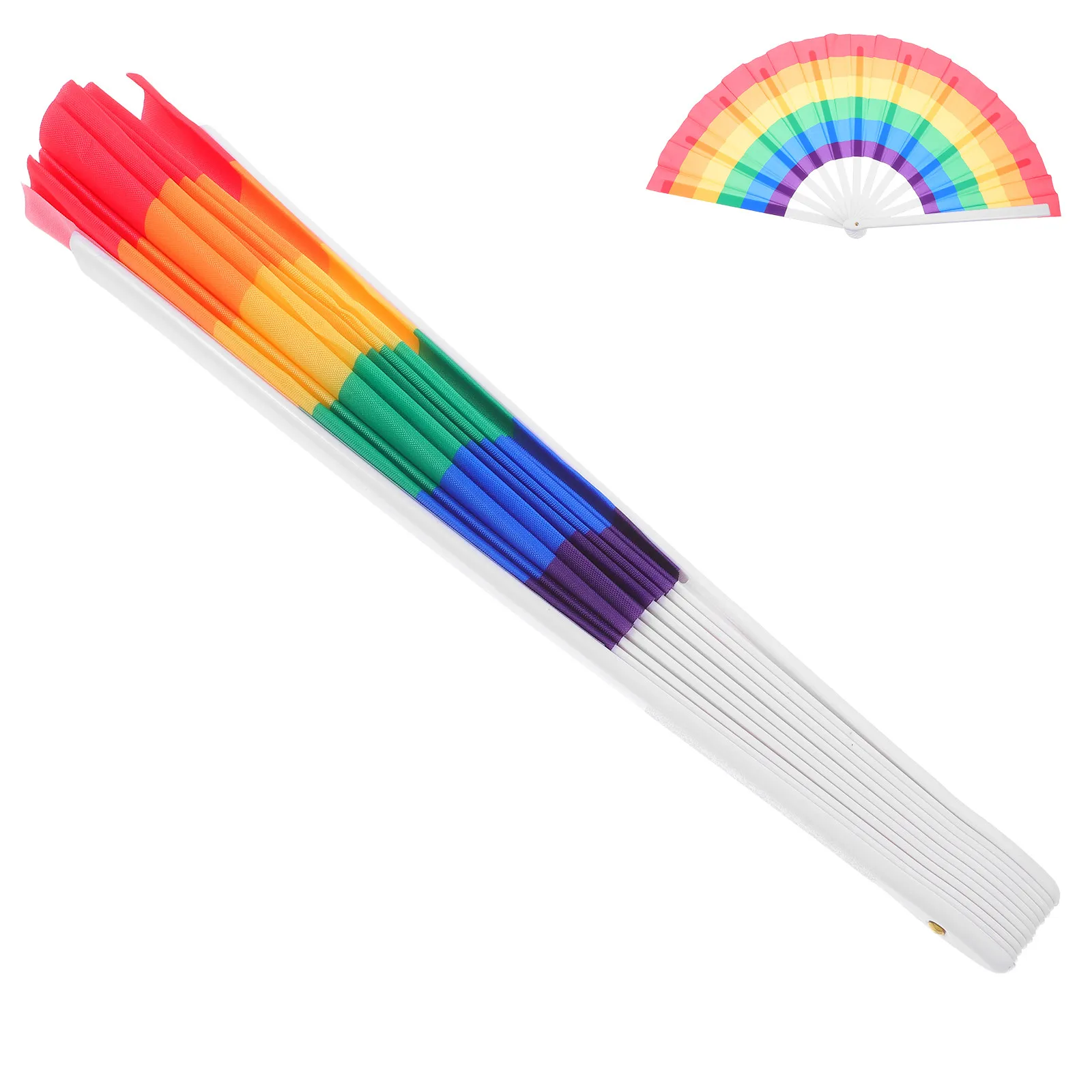 Rainbow Folding Fan Portable Lightweight Handheld Fan for Dance Performances Outdoor Activities Stage