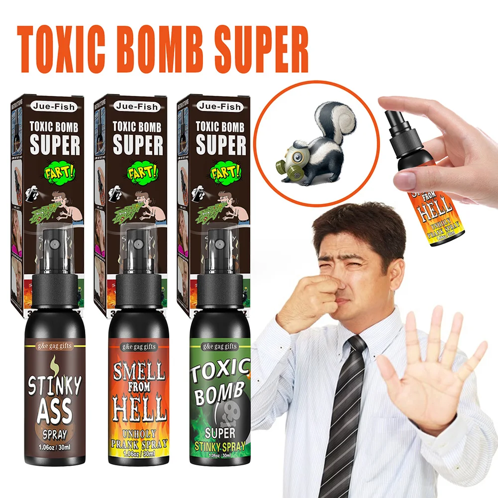 30ml Fart Gag Spray Prank Joke Plastic Terrible Smell Spray Party Supplies Spoof Odor Spray for Adults Kids Halloween Funny Toys