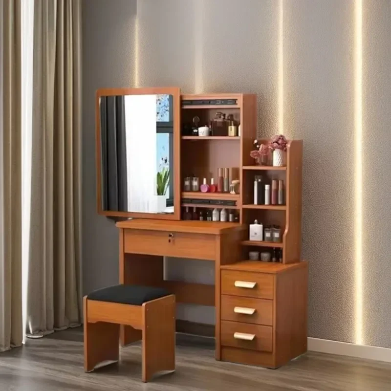 modern wooden dressing table makeup vanities with drawers standing mirror and light for bedroom hotel use panel style design