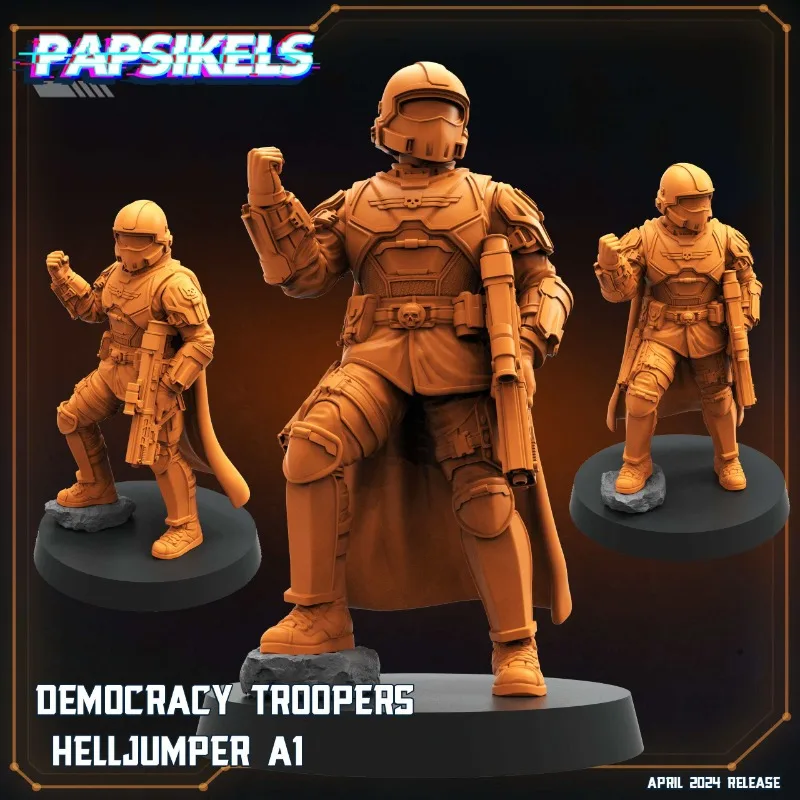 DIY Helljumper A1 Garage Kit - 2404scifi Democracy Troopers GK,ของเล่นเครื่องประดับสะสม,วัสดุ ABS,สีส้ม-สีแดง,ของขวัญผู้ชาย