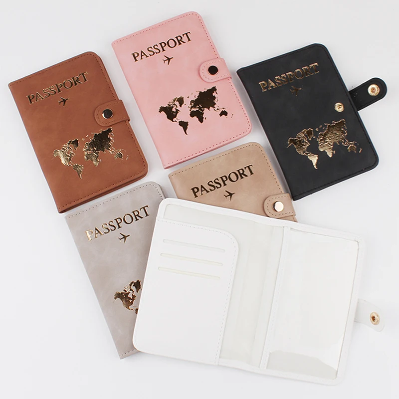 Leather Passport Holder Covers Case Waterproof Travel Credit Card Wallet Cute Passport Book For Women/Men Buckle Passport Cover