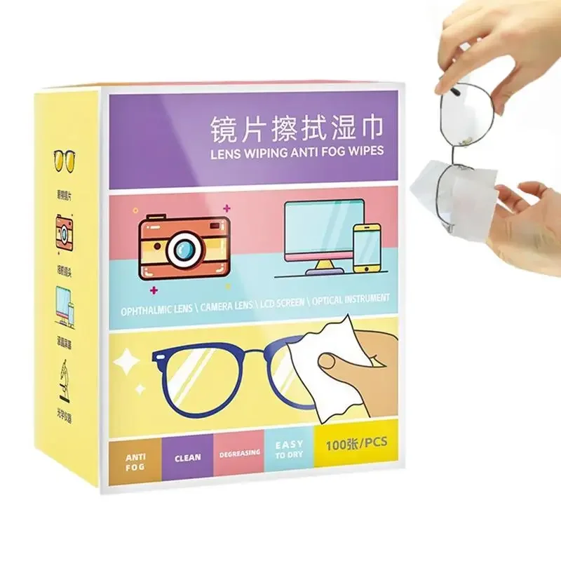 AA100PCS Lenses Wipes For Glasses  Lenses Wipes Eye Glasses Wipes Portable Quick-Dry Lenses Wipes For Swim Goggles Screens AA