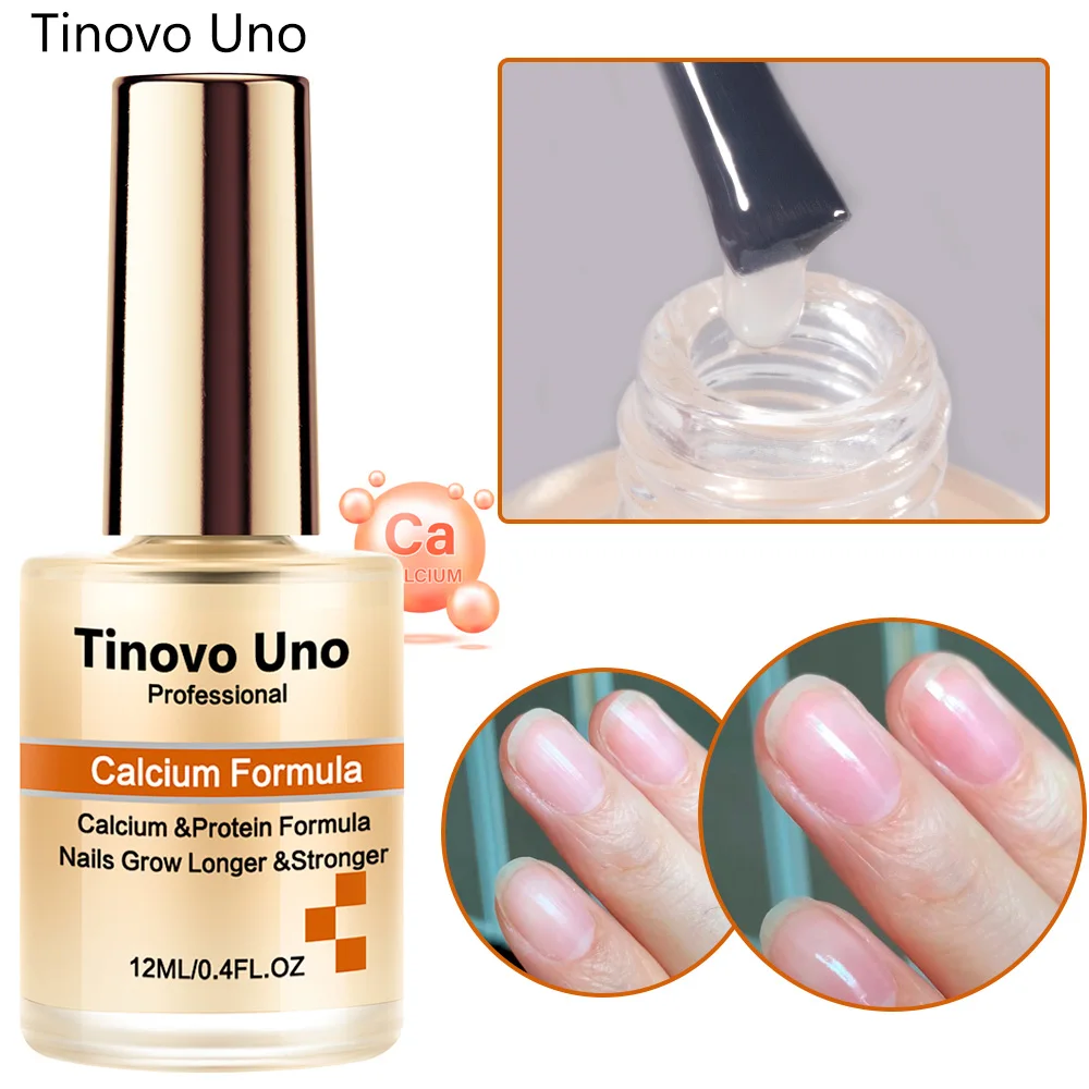 Tinovo Uno Calcium Base Coat Protein Formula Nails Growth Stronger Strengthener Foundation Normal Nail Lacquer for Repair Care