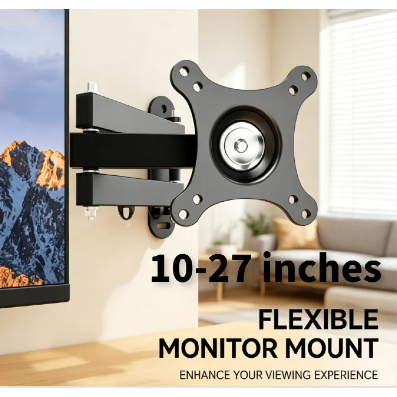 Full Motion Adjustable TV Monitor Wall Mount Bracket Fits 10"-27" LED LCD Screens Holds Up to 10kg VESA 75x75-100x100 Swivel Til