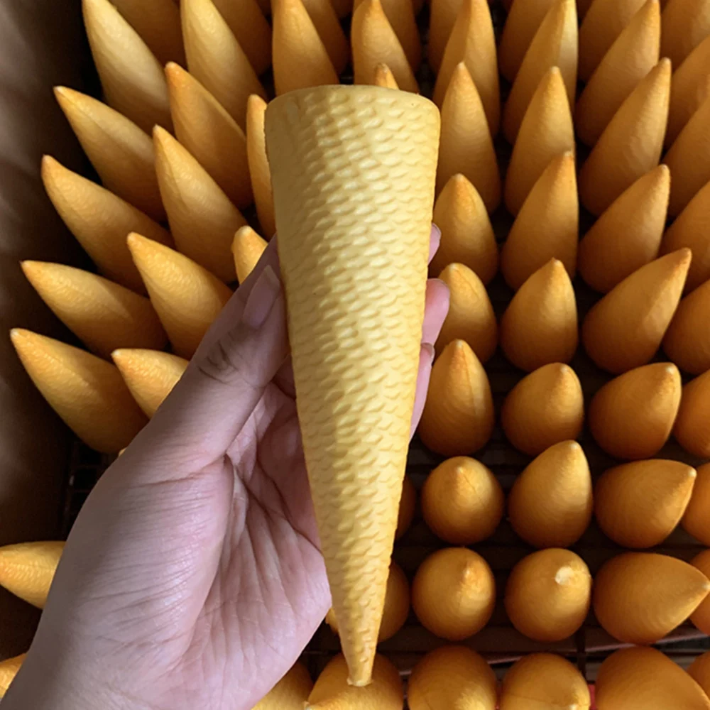 5.3inch Pu Plastic Soft Waffle Cone Faux Crispy Food DIY Ice Cream Model Display Golden Decoration Shop Party Props Artificial