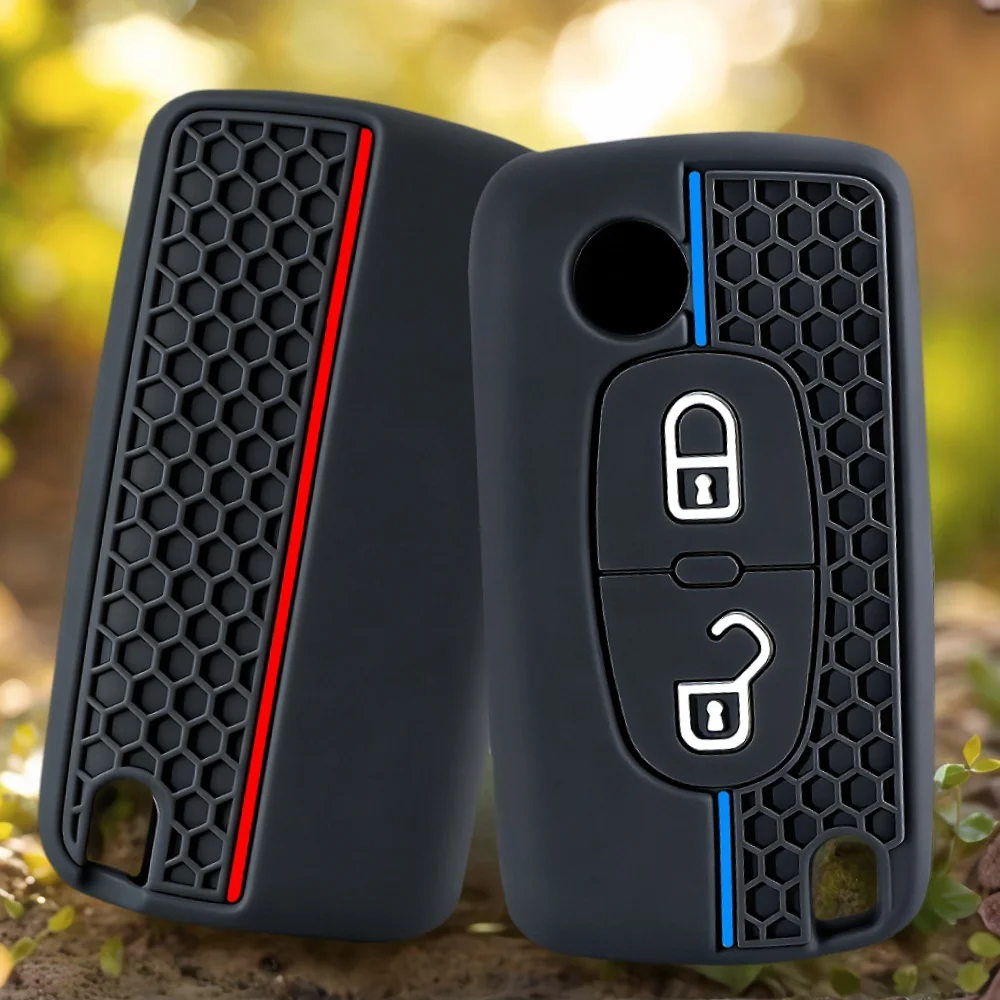 2 Button Silicone Car Key Cover Case Holder For Peugeot 206 308 3008 Expert Partner Citroen C3 Pluriel Picasso Berlingo