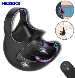 HESEKS Penis Ring Testicle Massager Sex Toys For Men Masturbator Penis ring Chastity Cock Ring Vibrators Male Scrotum Stimulator