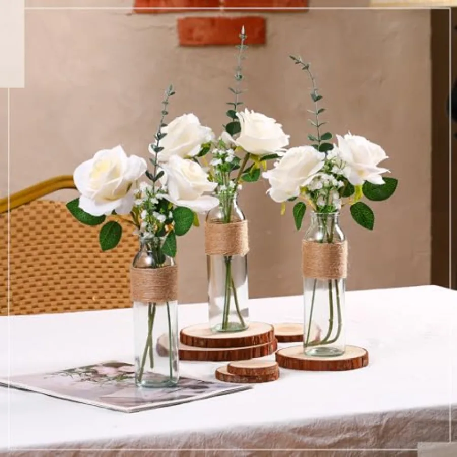 

10 комплектов прозрачной стеклянной вазы с цветами, центральные элементы для свадьбы, деревенского детского душа, вечеринки, фермерского дома, украшения дома, 10 прозрачных стекол
