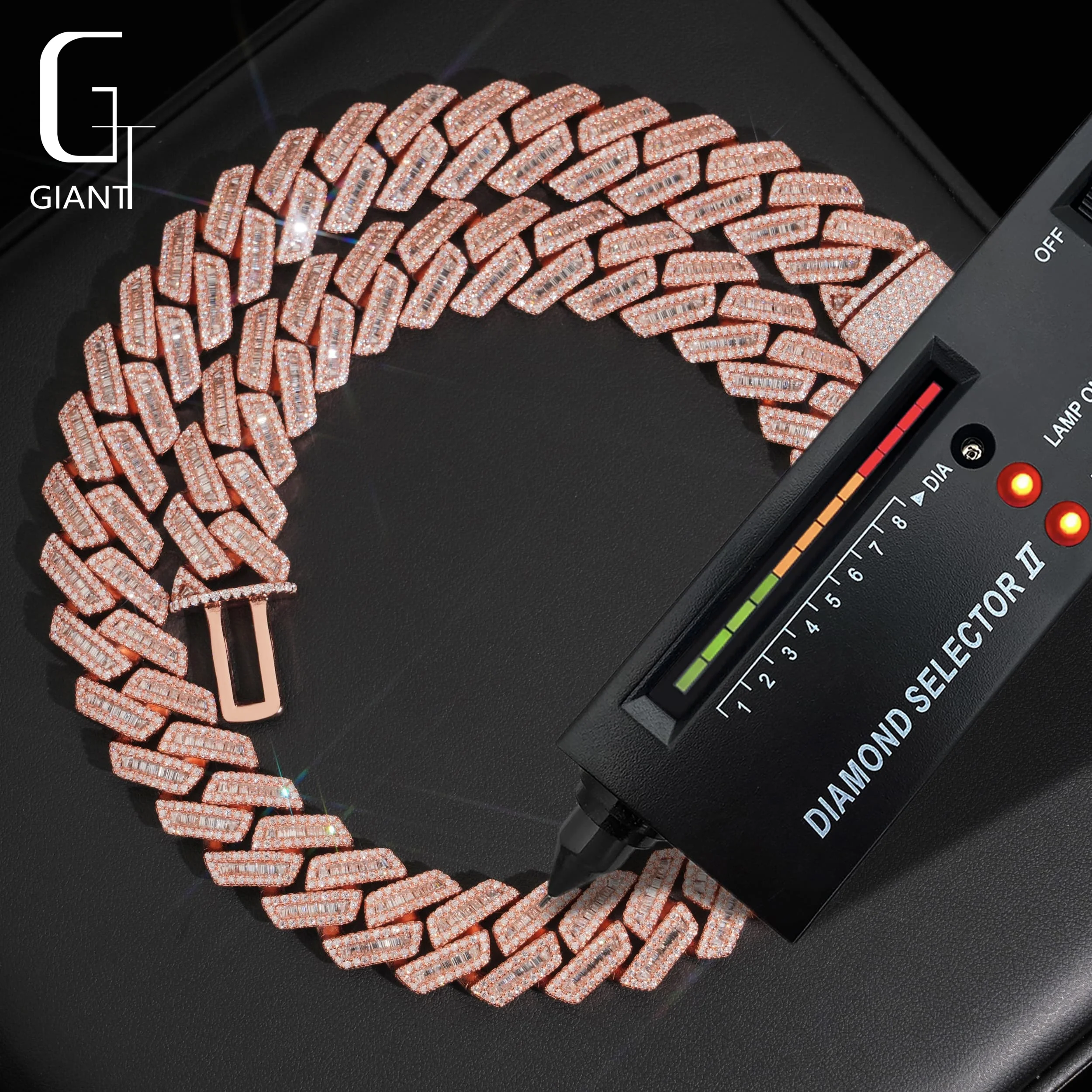 Chain Cuban 18MM Silver 925 Hip Hop Cuban Link Chain Rose Gold Plated Moissanite Chain GRA Certified Fashion Chains Necklaces.