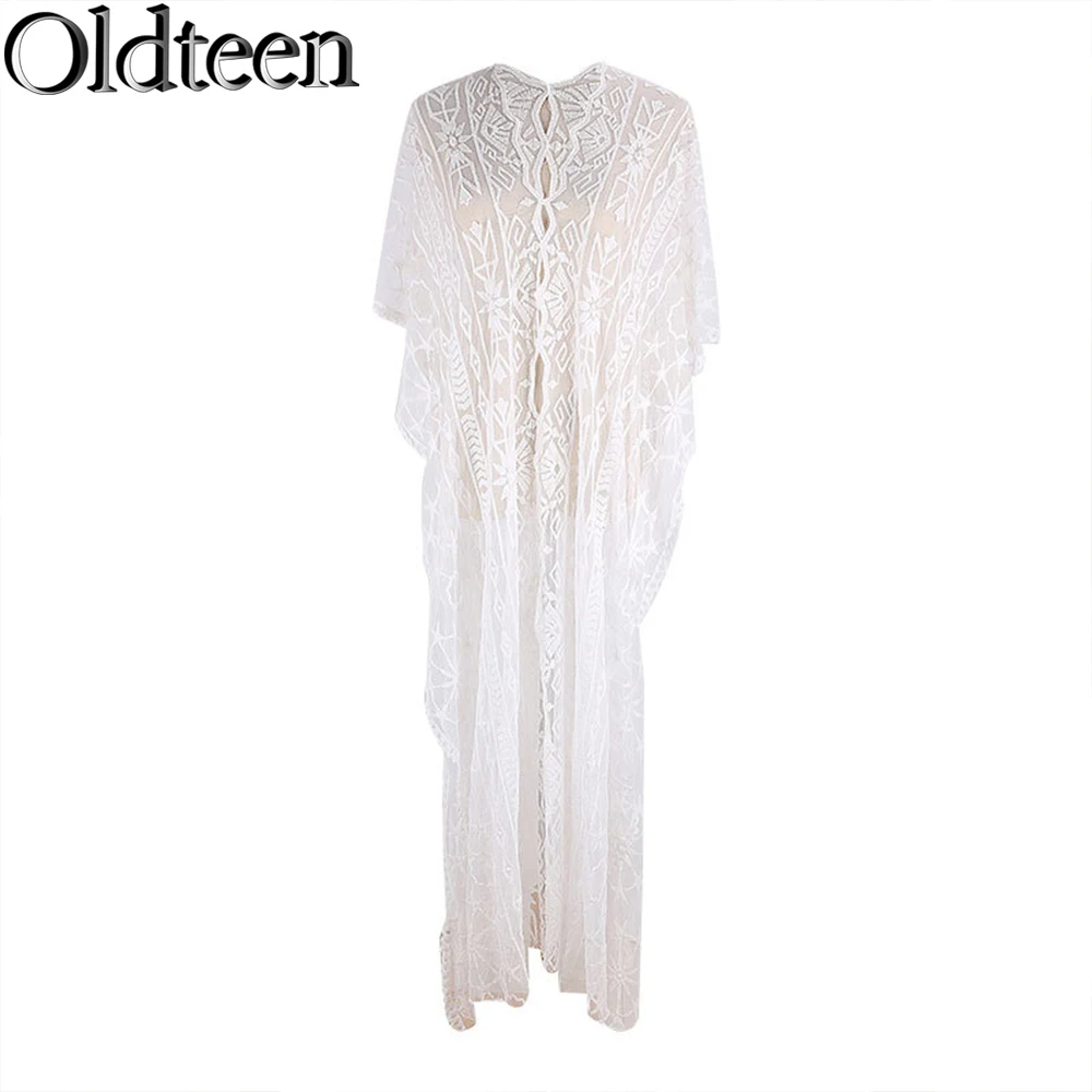 Hot Selling Mesh Embroidered Robe in Europe and America, Loose Vacation Beach Dress, Bikini Cover Up  Sun Protection Clothing