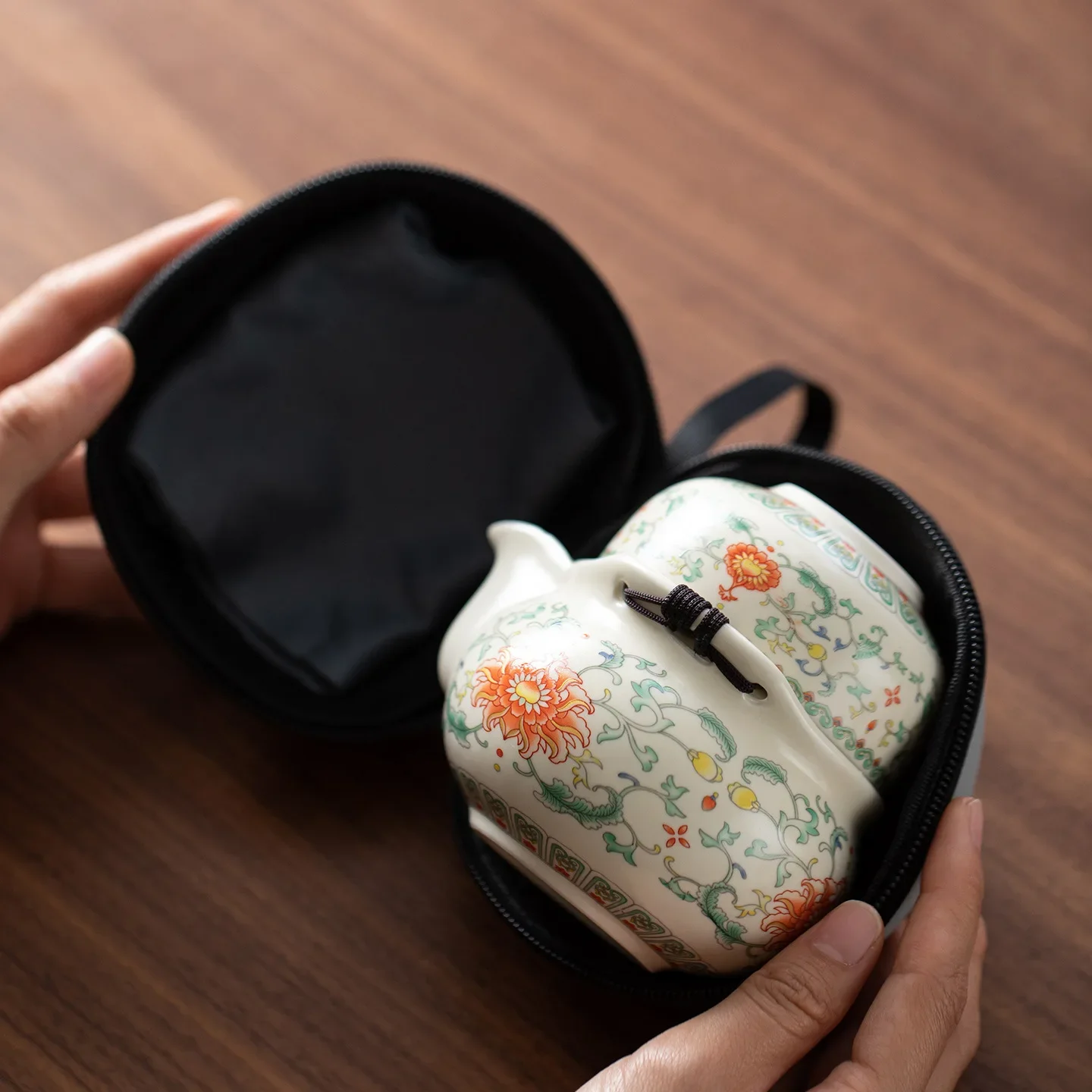 Quick Cup Portable Travel Tea Set One Pot Two Cups Chinese Colorful Tea Ceremony  Luxury Gift Set Outdoor Teapot Teacup