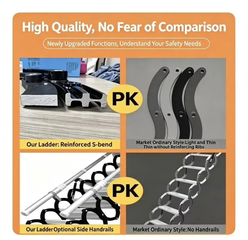 Floating Retractable Electric Folding Stairs, Good Quality Modern Aluminum Villa Attic Household Loft Ladder