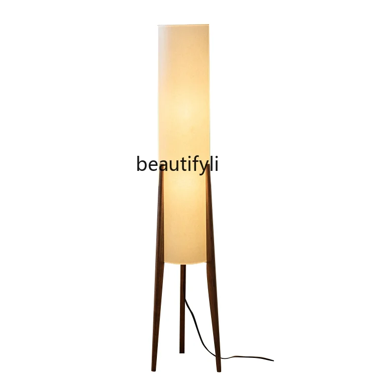 

Sili Style Living Room Floor Lamp Simple Modern Solid Wood Bedroom Japanese Style Retro Zen B & B Atmosphere Vertical Lamp