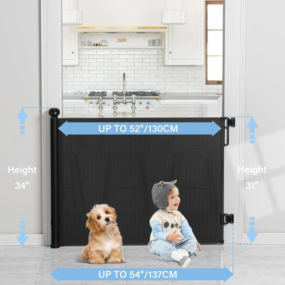 Retractable Baby Gates for Stairs,Retractable Dog Gate Indoor Extends to 54