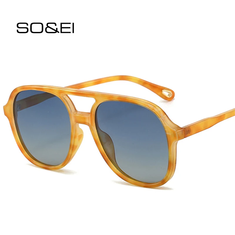

SO&EI Retro Double Bridges Polarized Men Pilot Sunglasses Classic Women Gradient Shades UV400 Trending Driving Sun Glasses