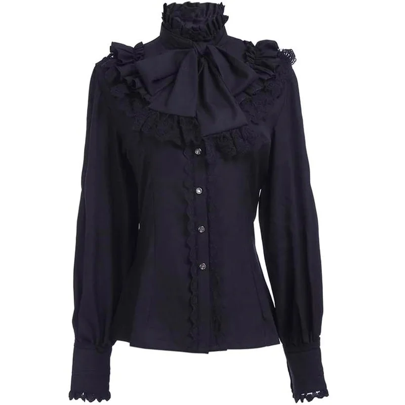 Camisa pirata con cordones para Halloween para mujer, blusa gótica Vintage blanca con volantes de bucanero, Top Medieval de vampiro, príncipe y famoso