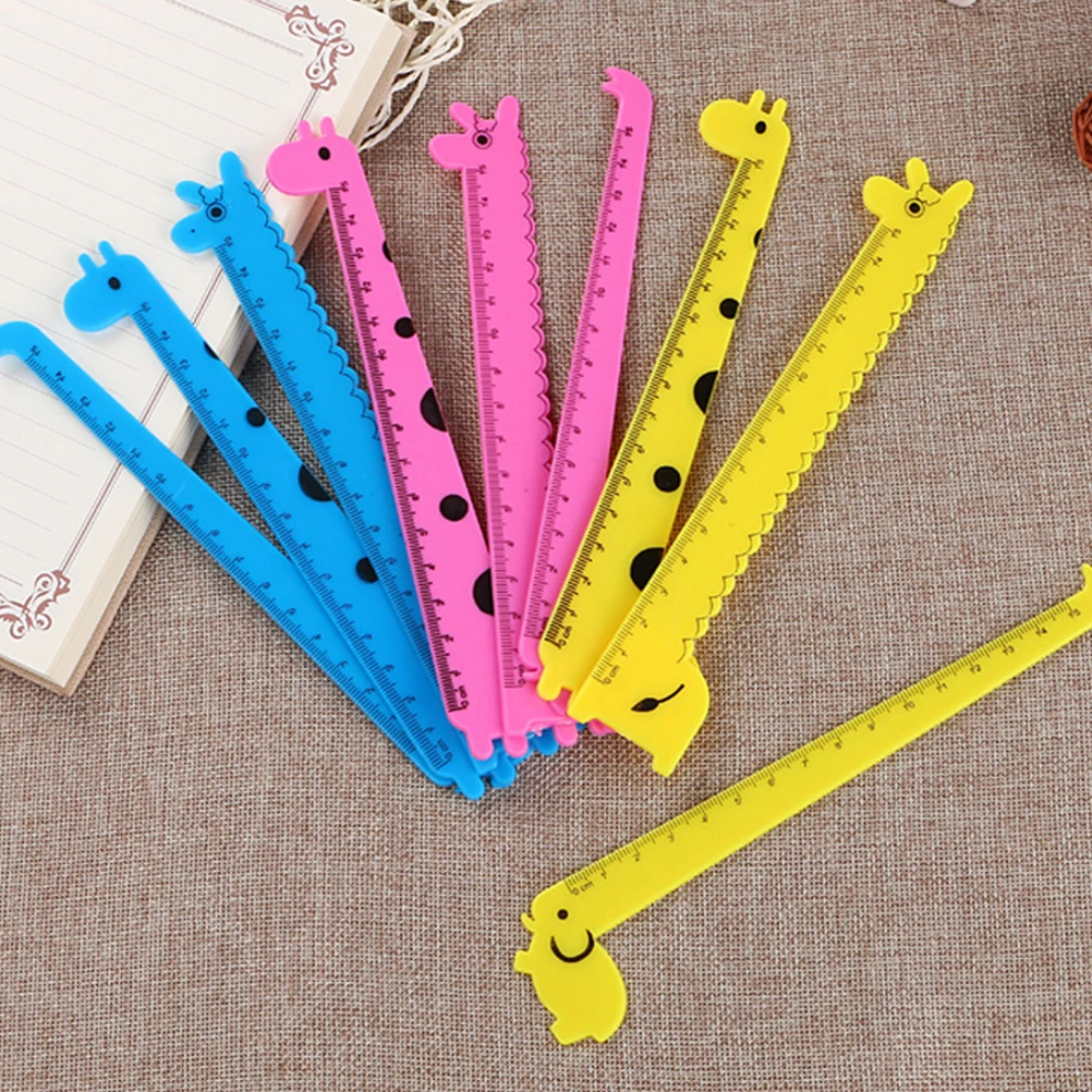 

12 Pcs Giraffe Ruler Cute Rulers Kids Stationery Cartoon Scale Plastic for School