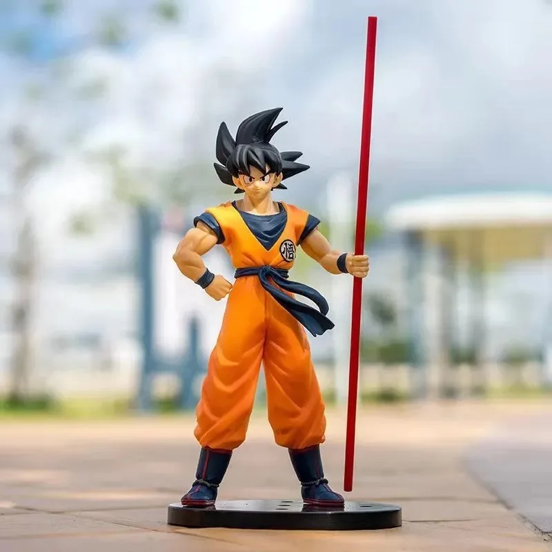 22CM Japan Anime Dragon Ball Z Action Figurine Black Hair Son Goku Kakarotto Jin Gu Bang Super Saiyan Kawaii Toys Kids Gifts