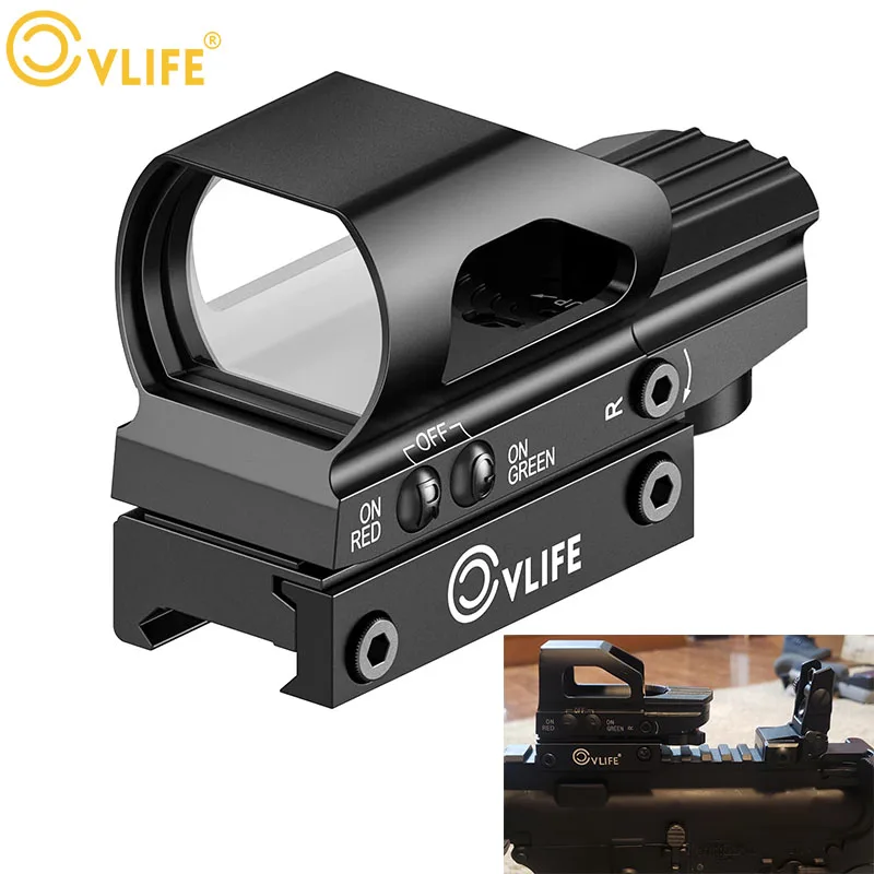 

CVLIFE Red Green Dot Sight Fit Hundgun Setting Holographic 4 Adjustable Reticle Reflex Sight Brightness 20mm Rail Mount