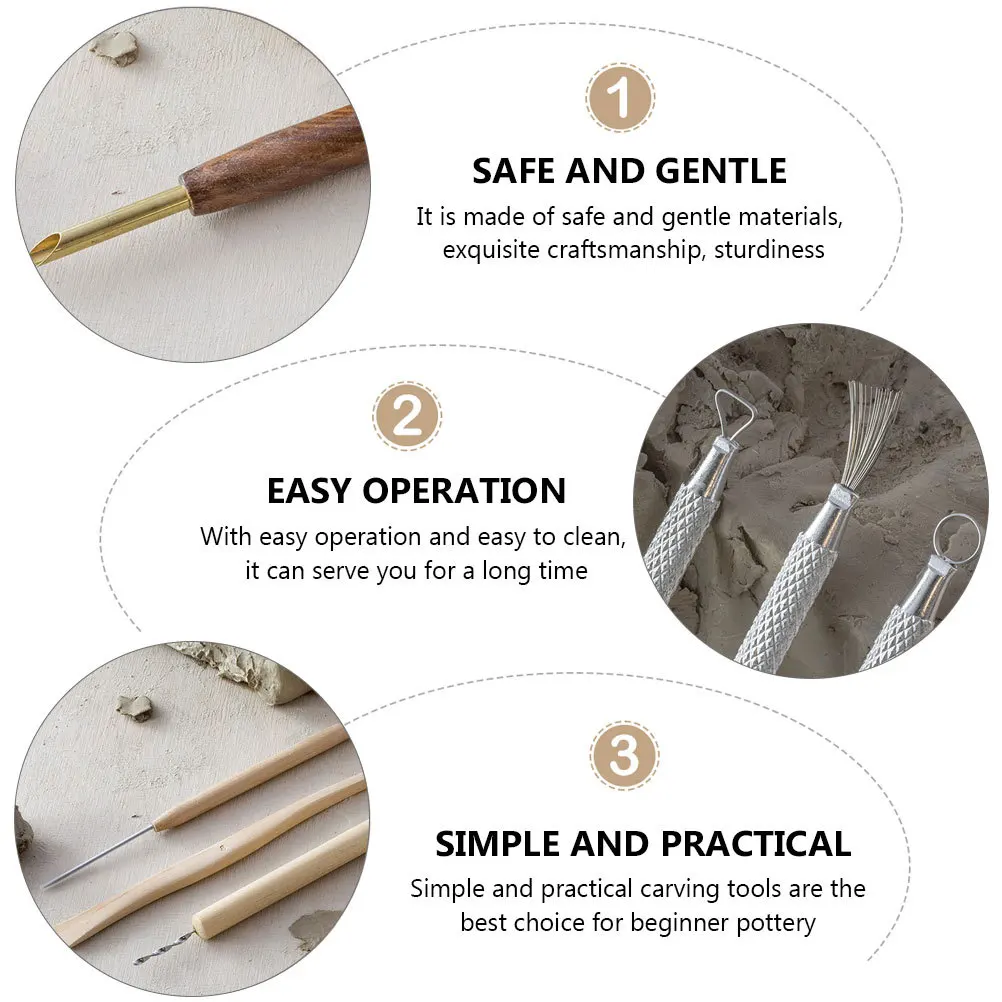 

1Set Clay Sculpture Tools Safe Gentle Materials Exquisite Craftsmanship Durable Pottery Carving Supplies Beginners
