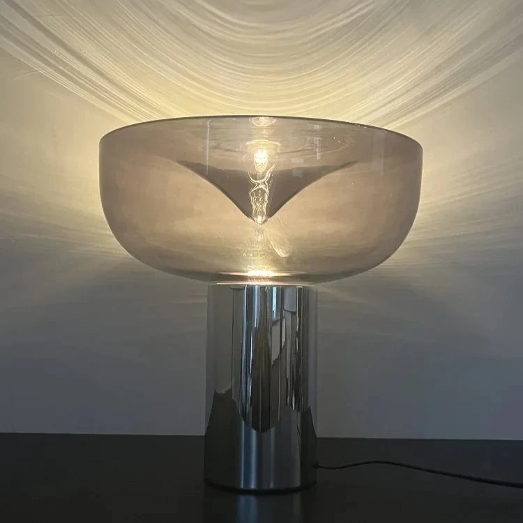 Nordic Light Luxury Radar Design Glass LED Table Lamp Modern Simple Bedside Model Living Room Bedroom Bedside Light Decorative