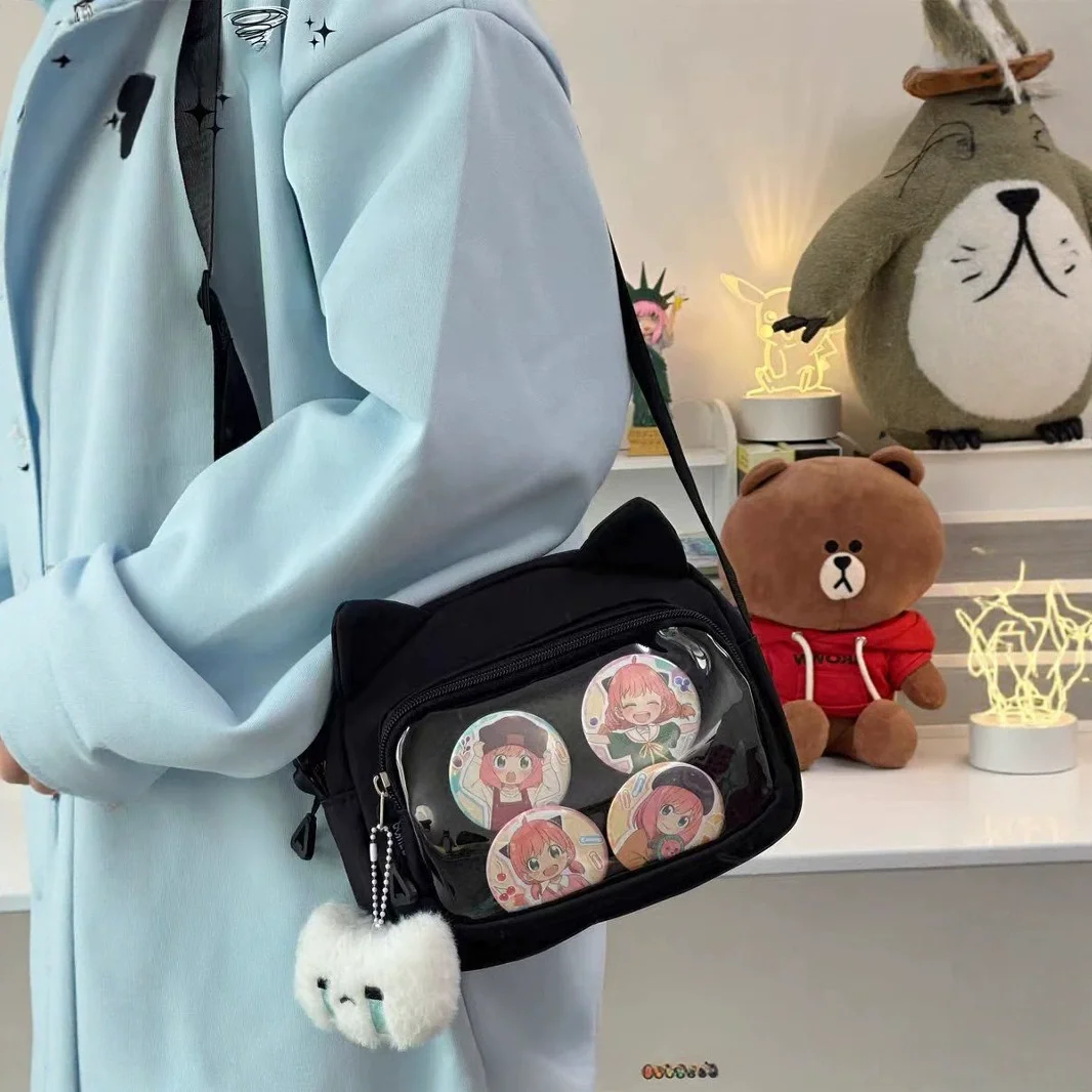 Giapponese Rosa Harajuku Ragazze Carine Y2K Trasparente Del Fumetto Ita Borsa Della Bambola Versatile Borsa a Tracolla Casual Del Telefono Mobile Сумка