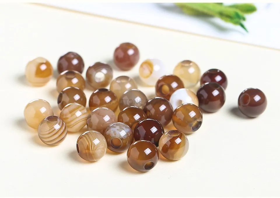 50 teile/los Natürliche Stein Big Loch Perlen Hohe Qualität Amethyst Achat Jade Runde Perle Für Für Schmuck Machen Diy Armband zubehör – Detail 7