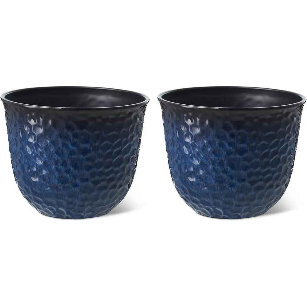 

Набор из 2 кашпо цвета кобальт с текстурой эхеверии и дренажными отверстиями для дома, сада и патио