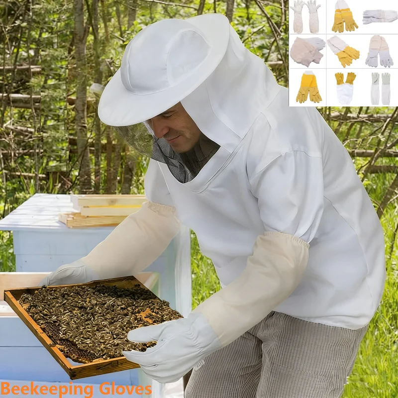 Beekeeper Gloves Sheepskin Beekeeping Gloves Long Sleeves Breathable Bee Gloves for Beekeeper Prevent Stings Beekeeping Tools