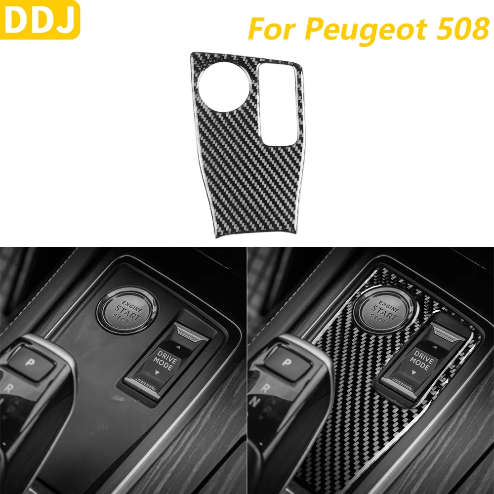 

For Peugeot 508 2019-2026 Carbon Fiber One-Touch Start/Stop Ignition Switch Panel Cover Trim Car Accessories Decoration Sticker